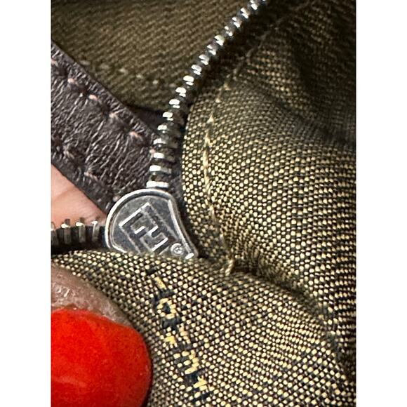 Vintage Fendi Zucca Monogram Canvas Satchel Top Handle Bag Brown Authentic - Picture 11 of 16